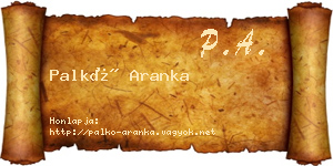 Palkó Aranka névjegykártya
