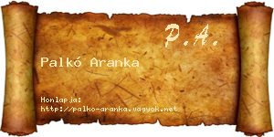 Palkó Aranka névjegykártya